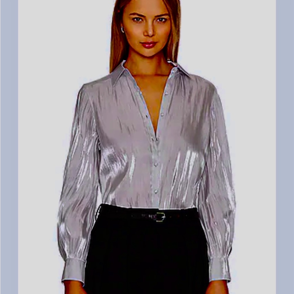 Cinq à Sept Kandace Shimmering Silver Blouse